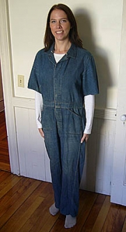 1970 1-Piece Denim Work Overalls by Pine Tree Size 40