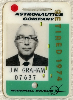 Great Space-Race Era 1970's McDonnell Douglas Astronautics Co. (Now Aerospace) Photo ID Badg