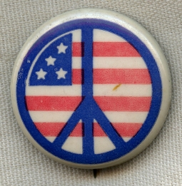 Cool Circa 1970 Anti-War Peace Pin with American Flag Theme