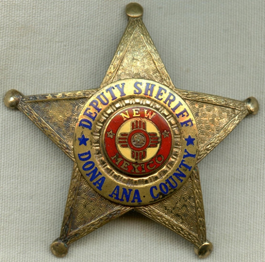 Beautiful 1980's Dona Ana County, Nm Deputy Sheriff Badge Duty Worn