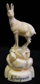 Lovely, Late 19th C. Ivory Carving of a Stag on a Rocky Promontory from Konigssee, Bavaria