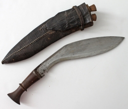 Wonderful Late 19th C. Nepalese Gurkha Kukri Knife with Chamak & Karda Intact