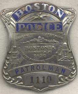 1st Style Circa 1959 Boston Police Badge "Patent Pending" Current Design