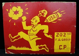 Great WWII US Army 202nd Field Artillery Group Command Post Sign from the ETO