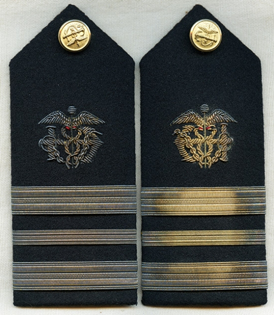 Rare 1920's - 30's US PHS Public Health Service Surgeon Rank Pair of Shoulder Boards