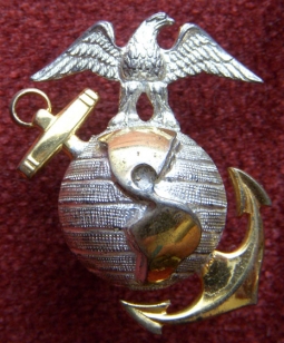 1920s-1930s US Marine Corps Sterling Officer Dress Collar Insignia by Meyer