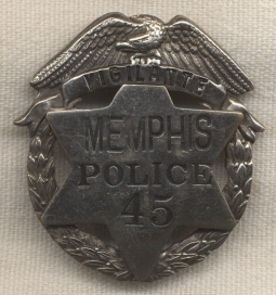 1920s Memphis, Tennessee Police Vigilante Badge Number 45