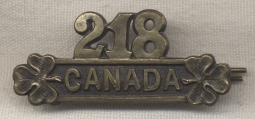 WWI Collar Badge for 218th Battalion CEF (Edmonton Irish Guards)