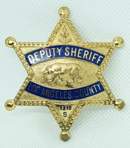Beautiful Late 1950s Los Angeles County Special Deputy Sheriff Badge by Entenmann
