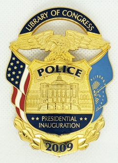 Rare #'d 2009 Library of Congress Police Barack Obama Inauguration Commemorative Badge #295