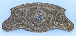 Rare Ca 1905 The Queen's Own Cameron Highlanders Officers Sporran Cantle in Gilt & Silvered Bronze