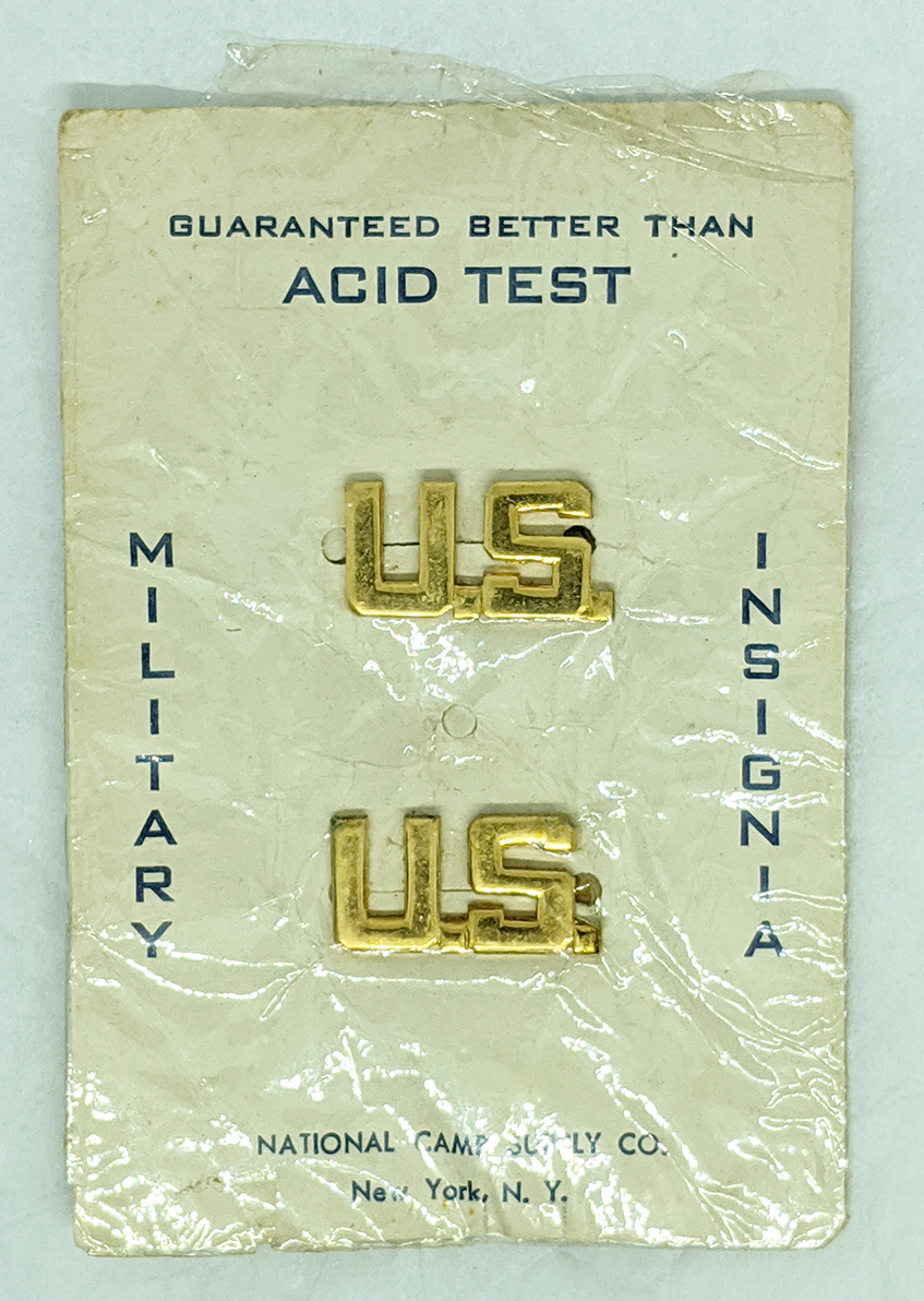 Mint Unused Pair Of Wwii Us Army Officer Collar Us Insignia On Mint Unused Pair Of Wwii Us Army Officer Collar Us Insignia On