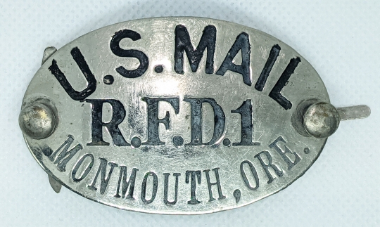 Ext.Rare Ca 1900 US Mail Rural Free Delivery Hat Badge From Monmouth Oregon