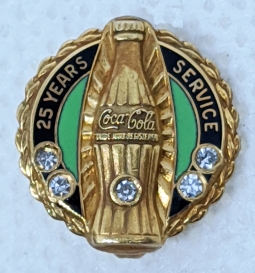 1940's - 50's Coca Cola 25 Year Service Pin in 10K Gold by Dieges & Clust.