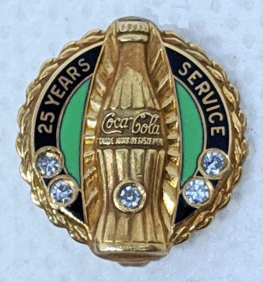 1940's - 50's Coca Cola 25 Year Service Pin in 10K Gold by Dieges & Clust.