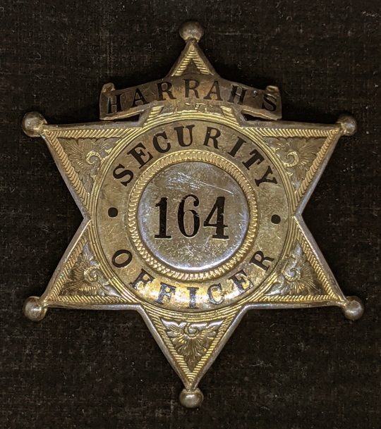 Great Old 1950s Sterling Silver Harrah's Reno Security Officer Badge  by Irvine & Jachens