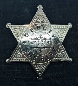 Beautiful 1920s Amador Co CA Dep Sher 6 pt Star "Baseball" Badge by Ed Jones
