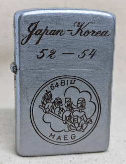 Wonderful Ca 1953 Zippo Lighter of USAF 6481st Medical Air Evacuation Group Flight Nurse Lt Lee Moor