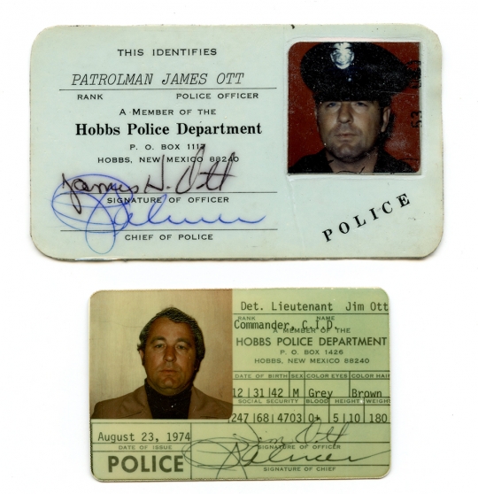 Vintage 1974 Pair Of Police Credentials From Hobbs Nm Of Jim Ott Patrolman Detective Lt Flying Tiger Antiques Online Store