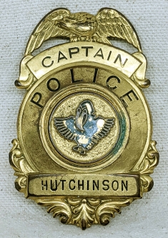 1930s-40s Hutchinson Kansas Police Captain Badge