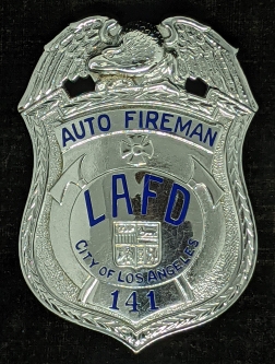 Nice 1940's Los Angeles Fire Dept Auto Fireman Badge #141