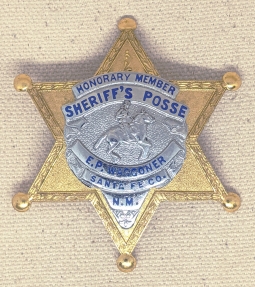 Beautiful 1940s Santa Fe Co NM Sheriff's Posse Honorary Member Badge by LA S&S