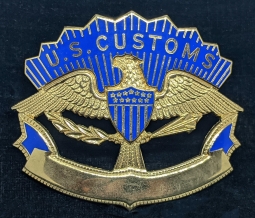 1980s-90s US Customs Agent Uniform Visor Hat Badge by Blackinton
