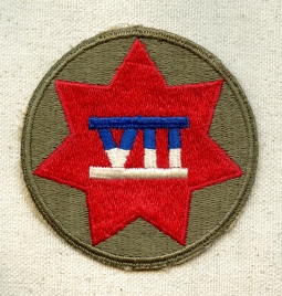 WWII United States Army 7th Corps (Jayhawk Corps) Shoulder Patch Unused