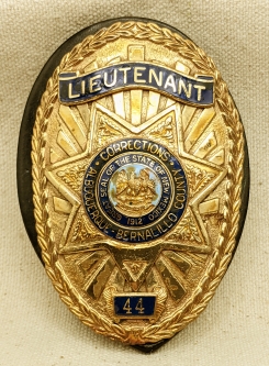 1980s-90s Albuquerque Bernalillo County NM Corrections Lieutenant Badge on Leather Belt Clip
