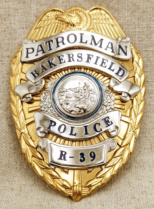 Bakersfield Police Shield Badge Patch, 2 1/8 x 3 1/2