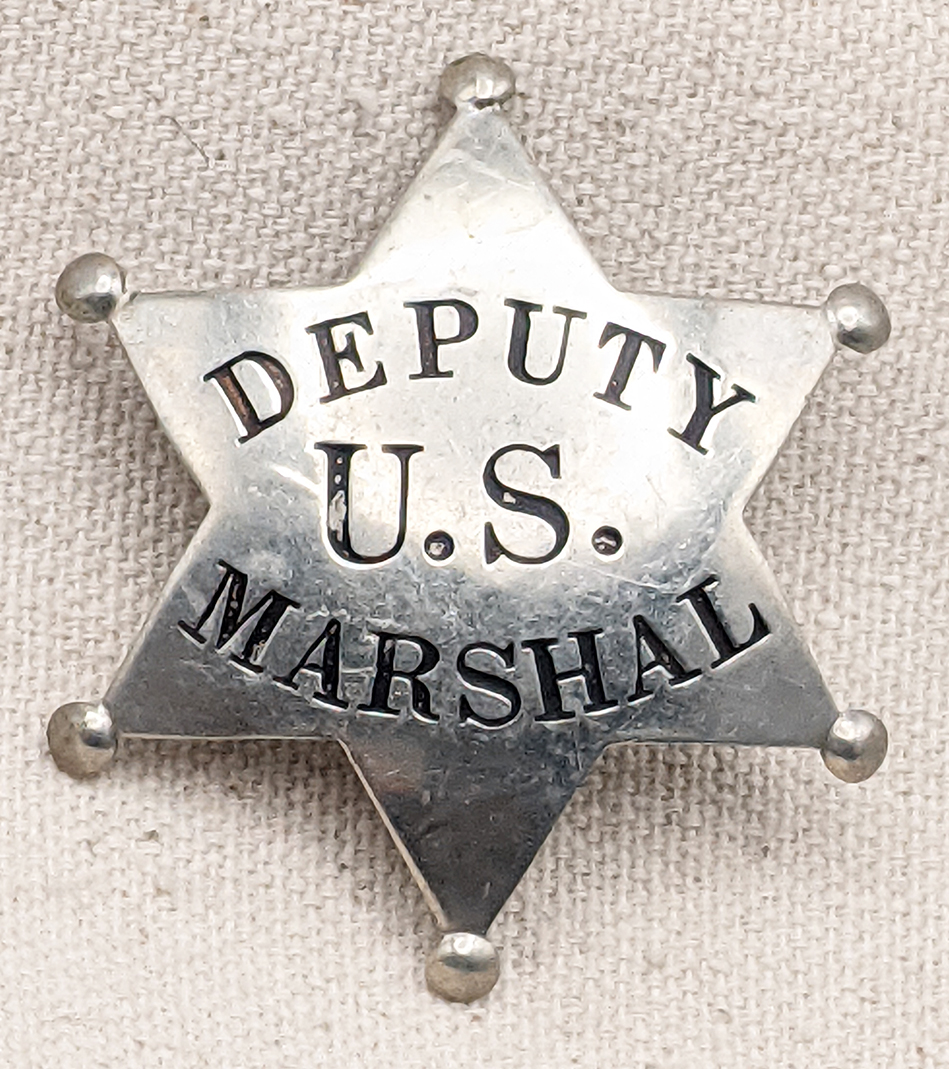 Beautiful Old West 1880s - 1890s Deputy US Marshal 6 point Star Badge  Probably Sachs-Lawlor: Flying Tiger Antiques Online Store