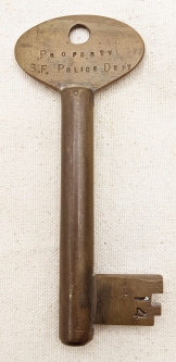 Wonderful Old Ca 1900s-1910s HUGE San Francisco City Jail Cell Key for Cell #14