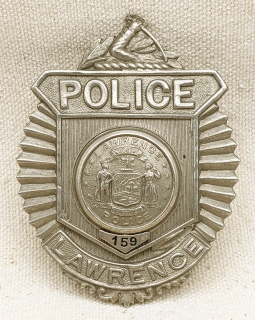 Nice Ca 1930 Lawrence MA Police Officer Badge #159