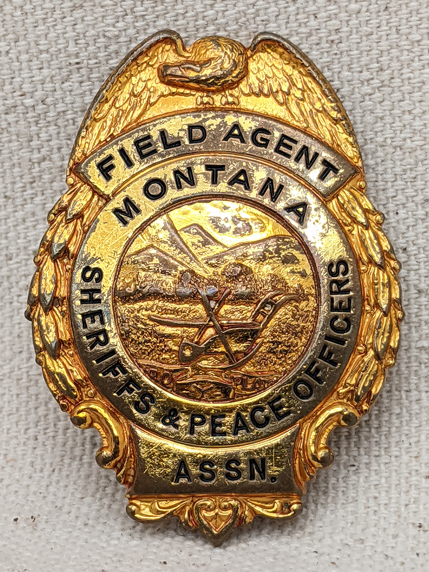 1930s 1940s Montana Sheriff & Peace Officers Association Field Agent Badge Flying Tiger