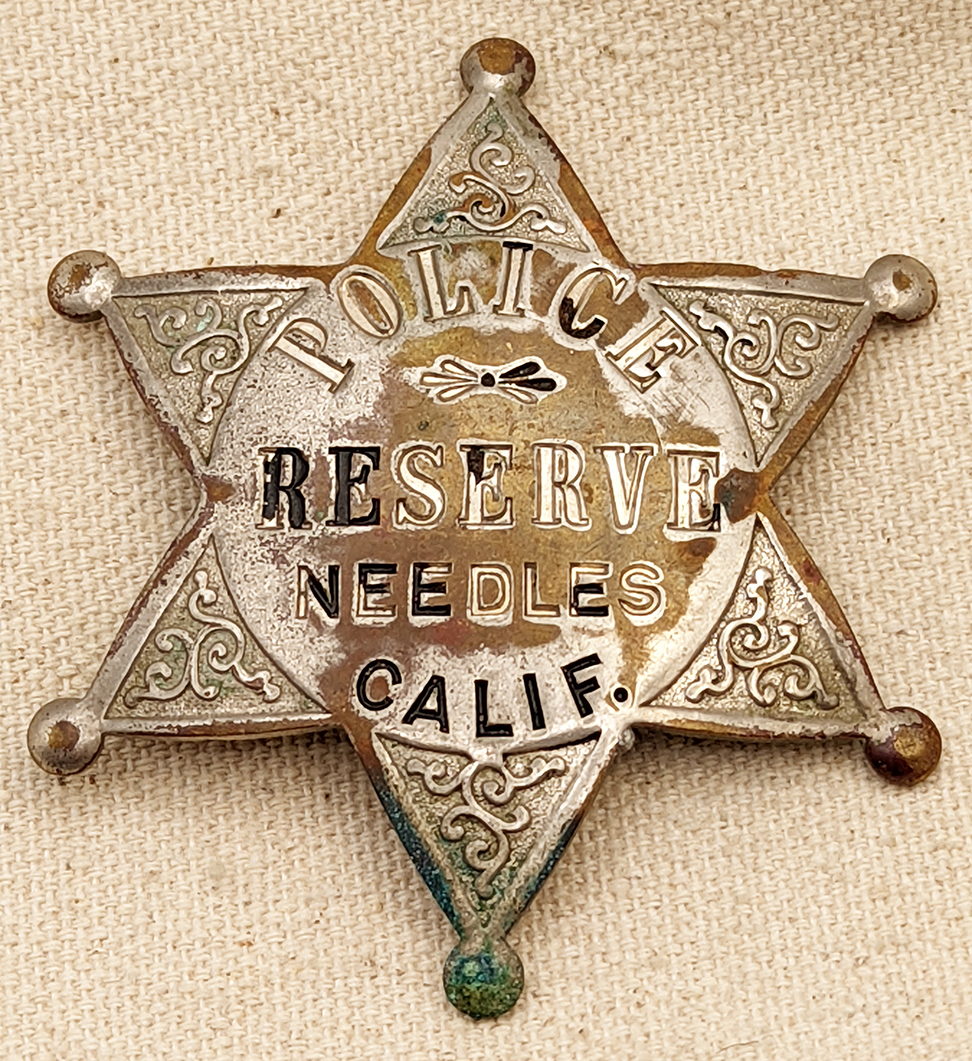 Great Old 1930s Needles CA Police Reserve 6 point Star Badge Flying