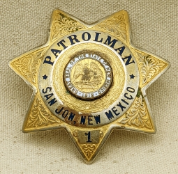 Great ca 1940s - 1950s San Jon New Mexico Police Patrolman 7 pt Star Badge #1