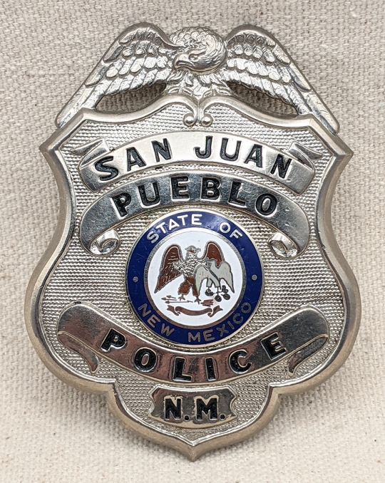 Beautiful Vintage 1960s - 1970s San Juan Pueblo (Now Ohkay Owingeh) NM Tewa Tribal Police Badge
