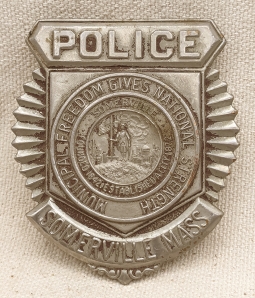 Beautiful 1930s Somerville MA Custom Seal Sunburst Radiator by Robbins Officer's Name on back