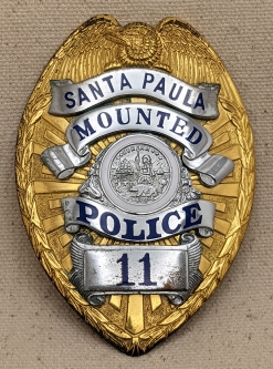 Huge Beautiful 1942 Santa Paula CA Mounted Police #11 in Riveted Construction by LAS & S