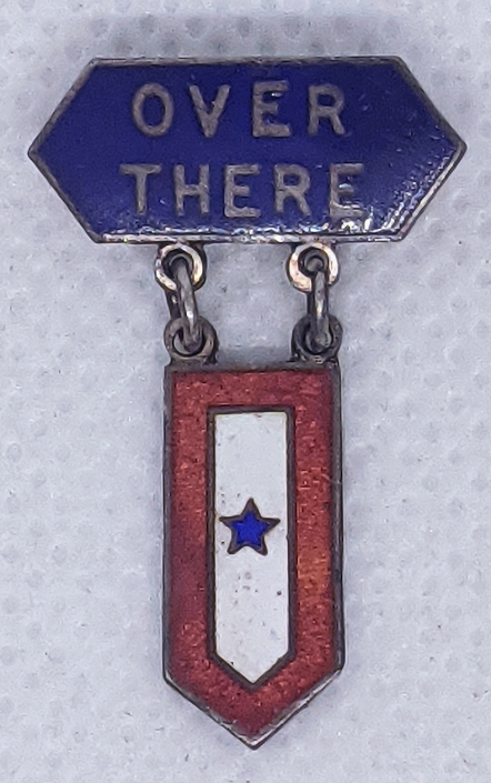 Stunning Enameled Silver WWI Son in Service OVER THERE Pin by Franklin Silver Co. Philadelphia
