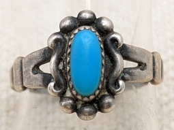 Nice 1960's Navajo Sterling & Turquoise Ring from Bell Trading Post Sz6
