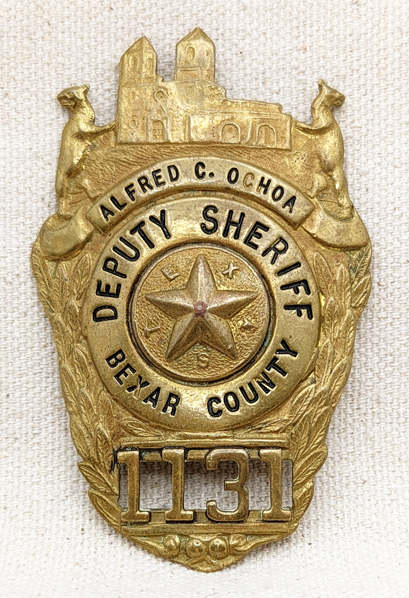 nice-ca-1960s-bexar-co-tx-deputy-sheriff-badge-1131-of-alfred-c-ochoa