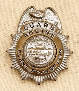 Ca 1950 Boeing Aircraft Plant Protection Guard Badge from Wichita Kansas