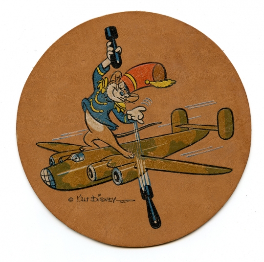 Beautiful WWII Disney Designed 831st Bomb Squadron 485th Bomb Group 15th AF Leather Patch