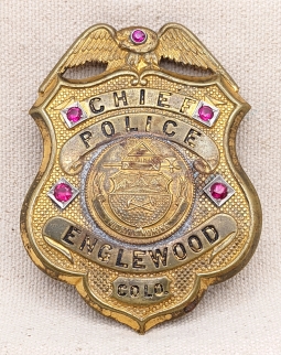 Wonderful ca 1915 Englewood Co Police Badge of the 2nd Chief of Police