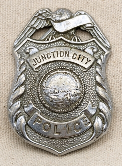 1920s Junction City Kansas Large Police Badge by C.D. Reese