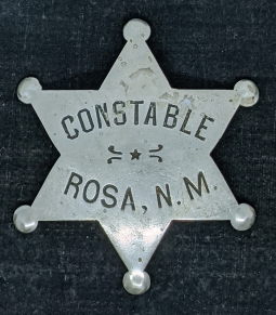 Ca 1890's 6pt Star Constable Badge from GHOST TOWN Rosa, New Mexico