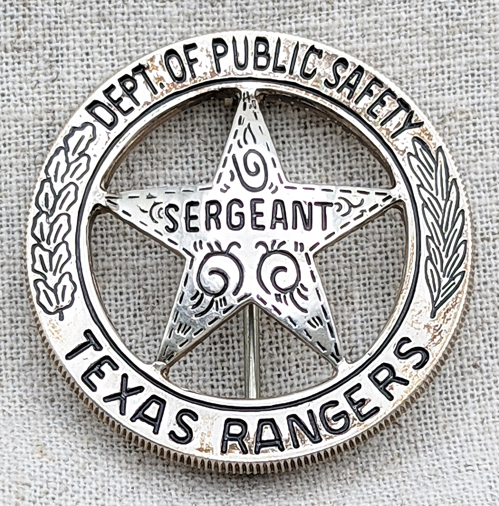 1980s-90s Issue Texas Rangers Sergeant Badge Made from Mexican 5 Peso Coin  by Star Engraving Houston: Flying Tiger Antiques Online Store