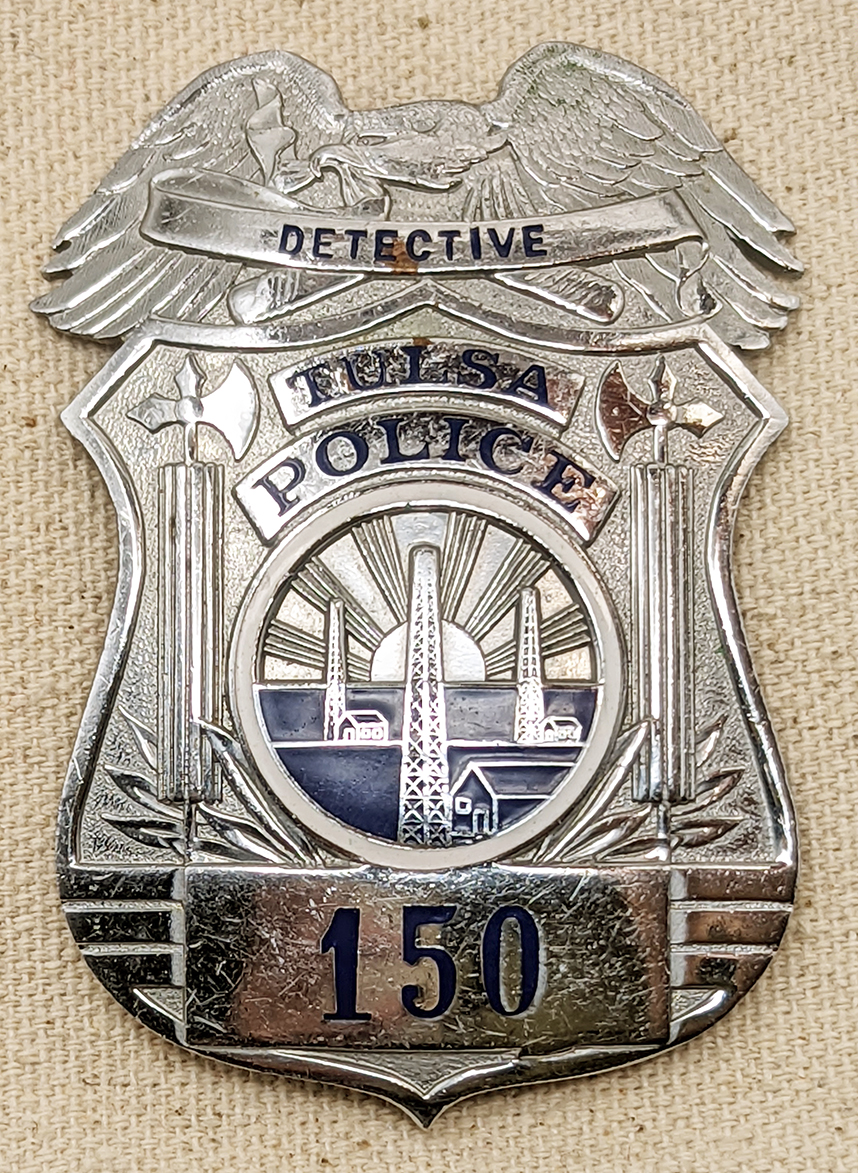 Gorgeous & Rare 1930s - 1940s Tulsa OK Police Detective Oil Derrick Badge # 150 by Metal Arts Co: Flying Tiger Antiques Online Store