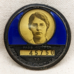 Ext Rare WWI US Army Gas Defense Plant Woman Worker Photo ID